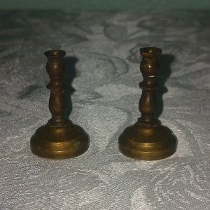 A Pair of Vintage MINIATURE Brass Candlestick Holders